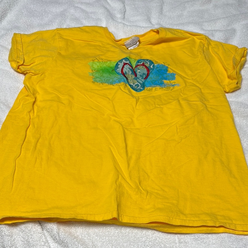 Yellow Woman’s T-Shirt with Flip Flop